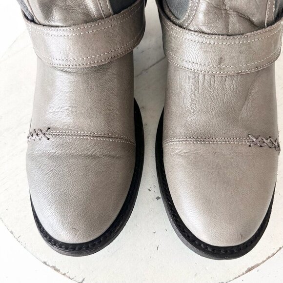 NEW Lane Boots Womens Gray Leather Canvas Mid-Calf Western Moto Style Zip Size 8 - Picture 7 of 13
